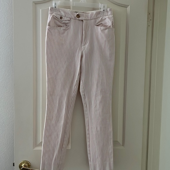 Anthropologie the Essential Slim Striped Ankle Pant Stretch Size 0 - Picture 1 of 5